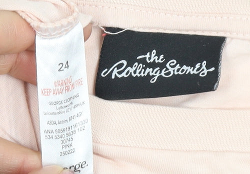 Rolling Stones Women's Pink Cotton T-Shirt, Size 24