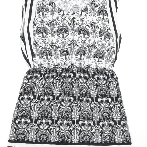 Dorothy Perkins Women's Black White Floral Shift Dress Size 14