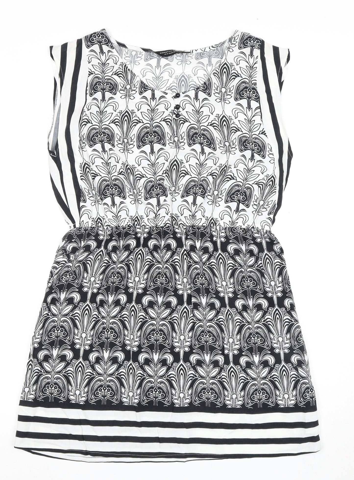 Dorothy Perkins Women's Black White Floral Shift Dress Size 14