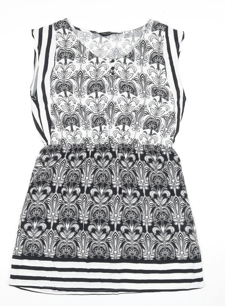 Dorothy Perkins Women's Black White Floral Shift Dress Size 14