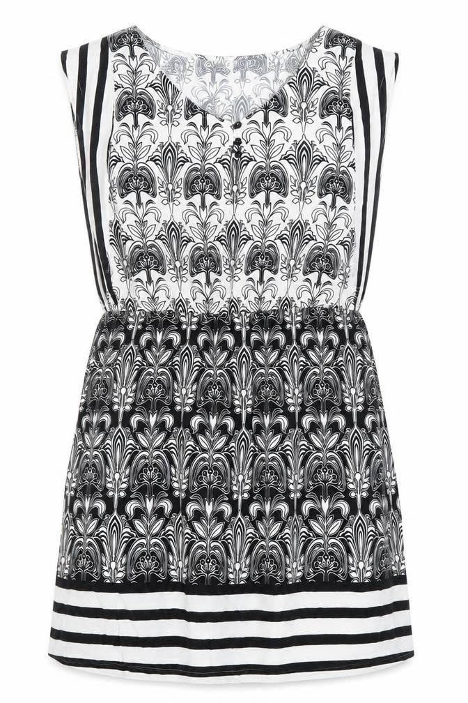 Dorothy Perkins Women's Black White Floral Shift Dress Size 14