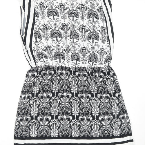 Dorothy Perkins Women's Black White Floral Shift Dress Size 14