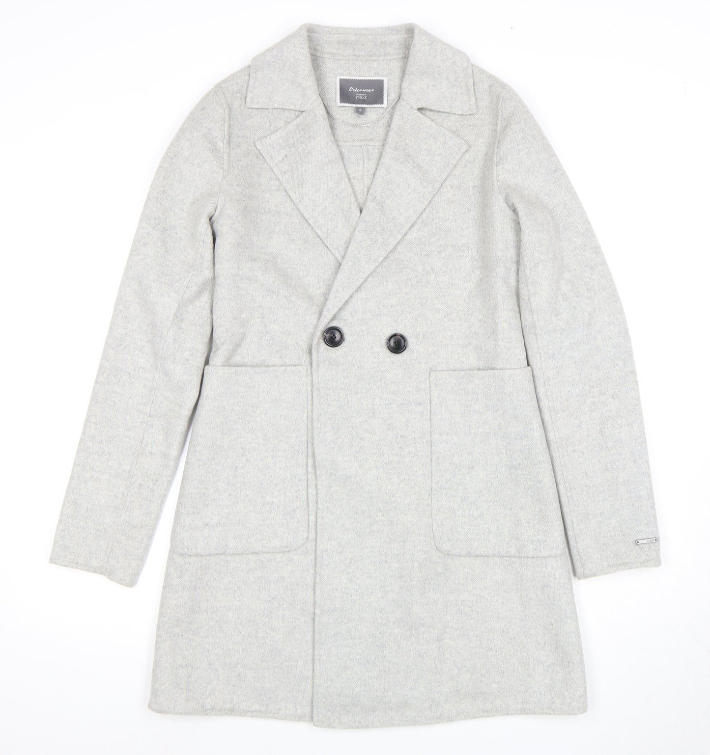 Next Women's Grey Mid-Length Wool Coat, Size 6