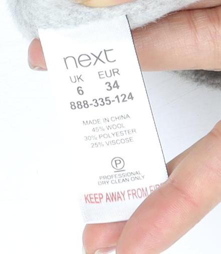 Next Women's Grey Mid-Length Wool Coat, Size 6