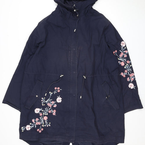 Evans Women's Blue Floral Anorak Jacket Size 24