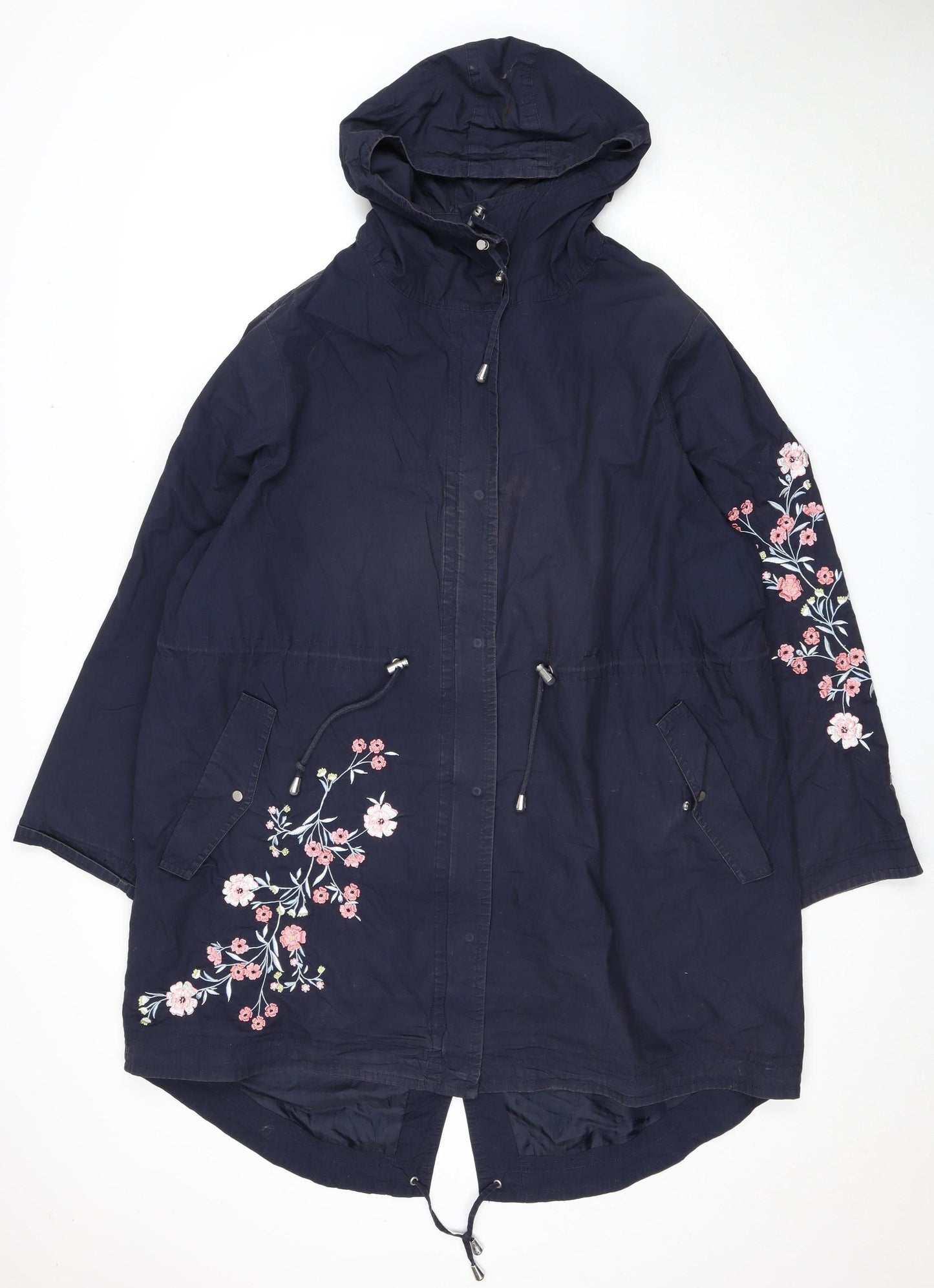 Evans Women's Blue Floral Anorak Jacket Size 24