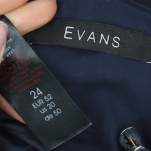 Evans Women's Blue Floral Anorak Jacket Size 24