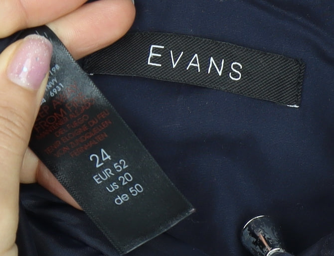 Evans Women's Blue Floral Anorak Jacket Size 24