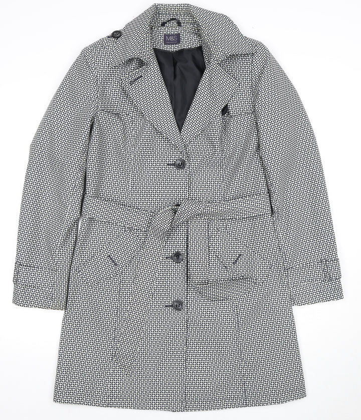 Marks and Spencer Women's Black Trench Coat - Size 10