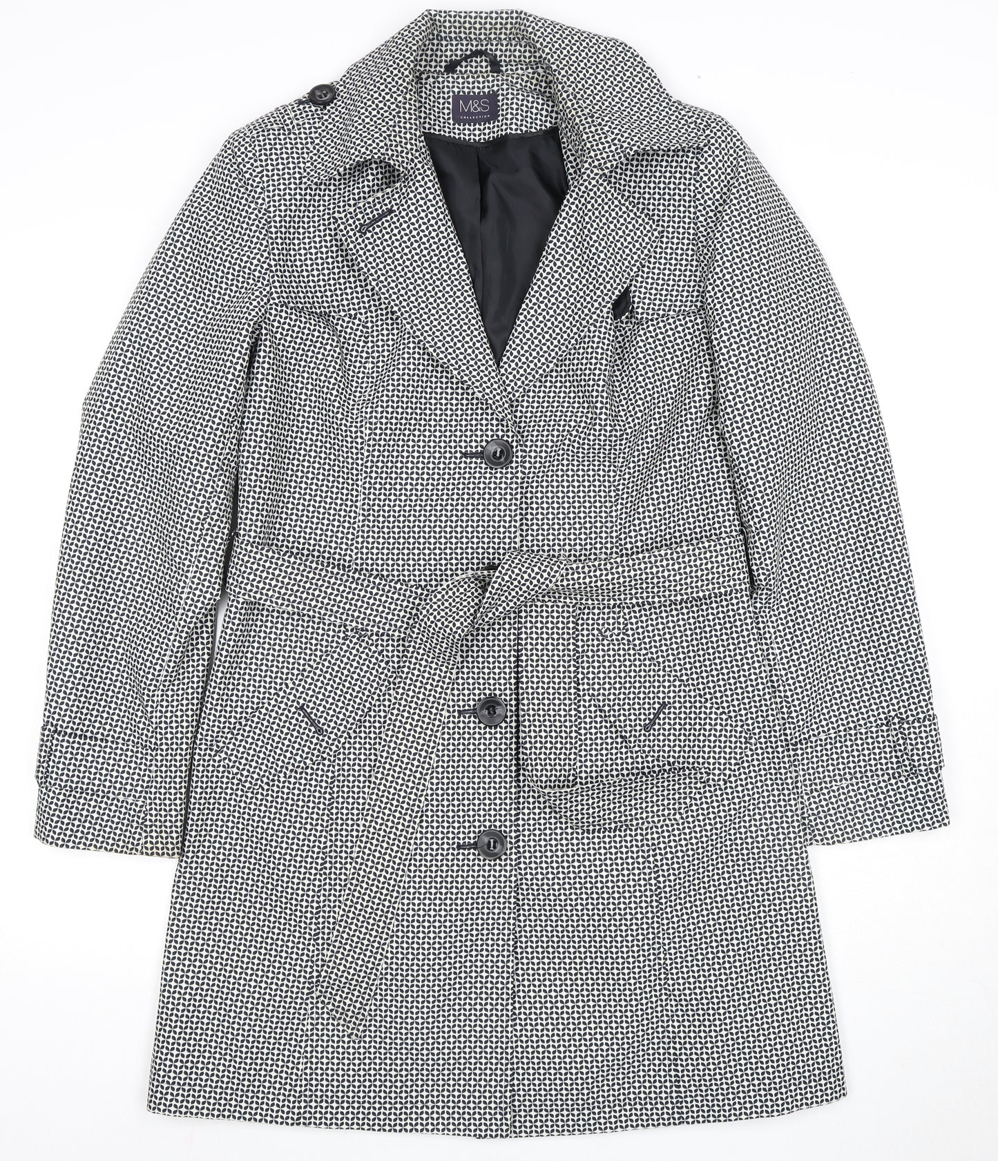 Marks and Spencer Women's Black Trench Coat - Size 10