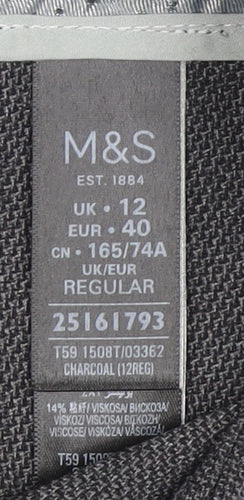 M&S Women's Grey Trousers, Size 12, Regular Fit