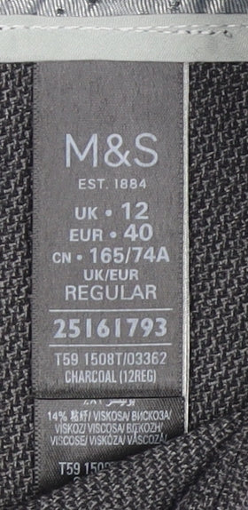 M&S Women's Grey Trousers, Size 12, Regular Fit