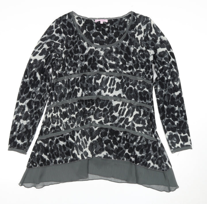 Marks and Spencer Women's Grey Animal Print Tunic - Size 12