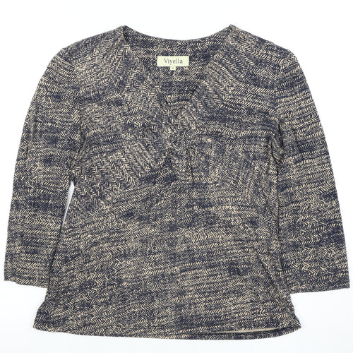 Viyella Women's Blue Knit Top Medium 3/4 Sleeve
