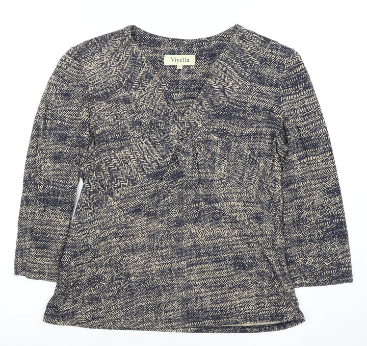 Viyella Women's Blue Knit Top Medium 3/4 Sleeve