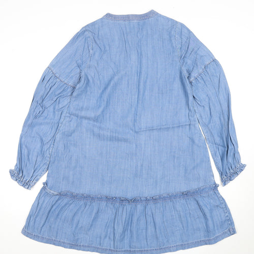 Fat Face Women's Blue Long Sleeve Chambray Dress 8