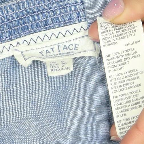 Fat Face Women's Blue Long Sleeve Chambray Dress 8