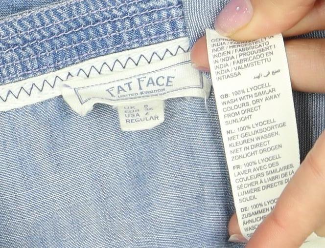 Fat Face Women's Blue Long Sleeve Chambray Dress 8