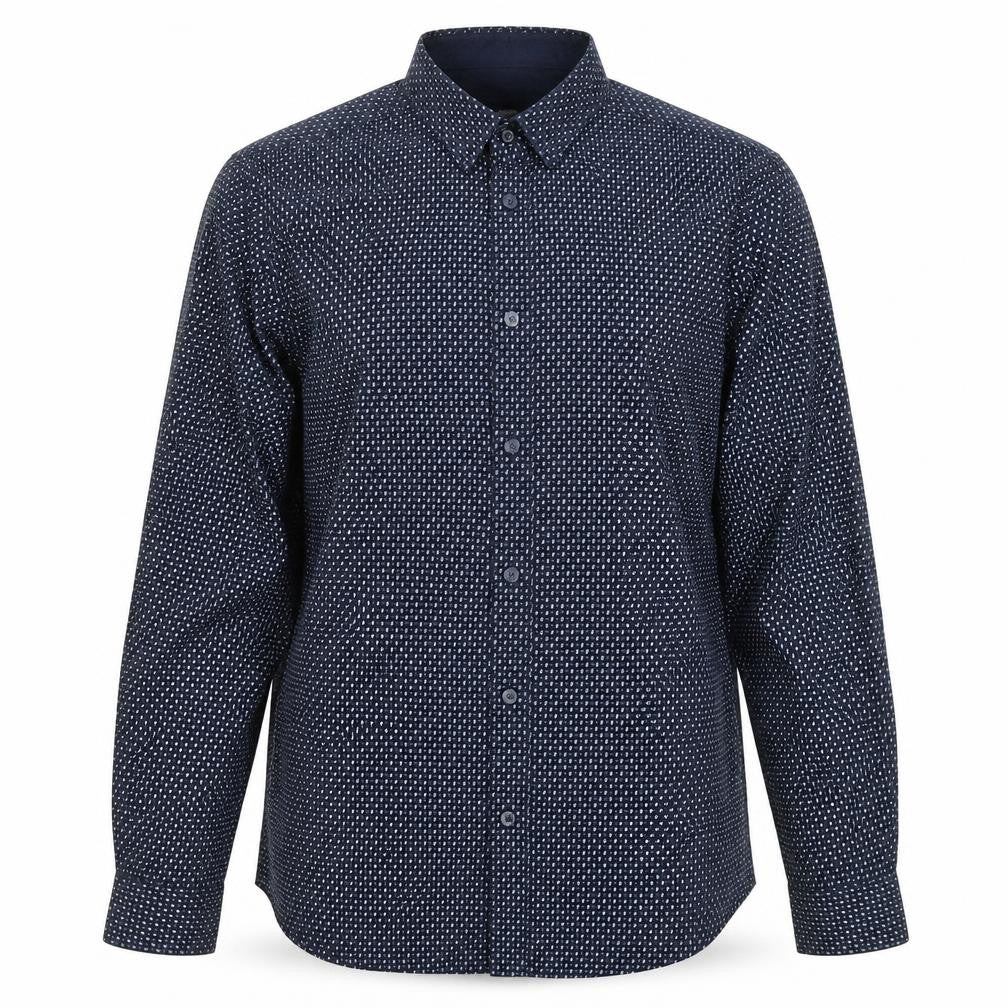 Front view of Ben Sherman Men's Blue Geometric Button-Up Shirt M