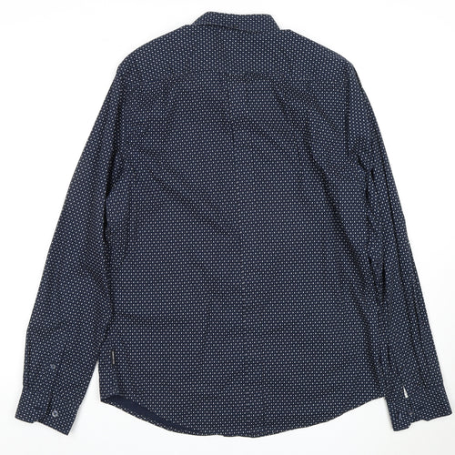 Ben Sherman Men's Blue Geometric Button-Up Shirt M
