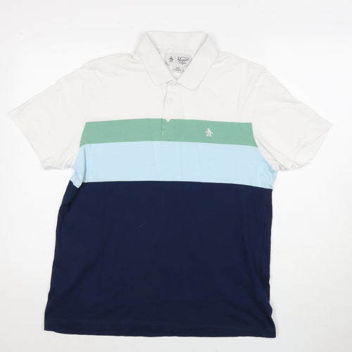 Original Penguin Men's Multicolour Polo Shirt L Colourblock