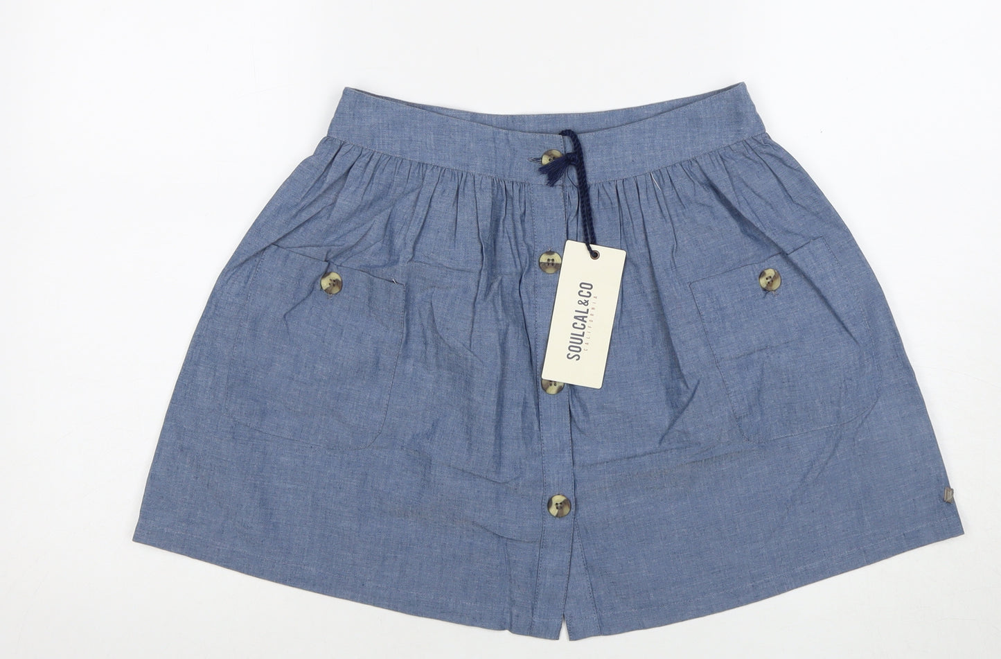 SoulCal & Co Women's Blue Cotton Skirt, Size S, Button