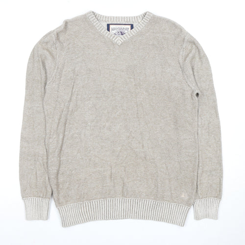 Mantaray Men's Beige V-Neck Pullover Jumper S