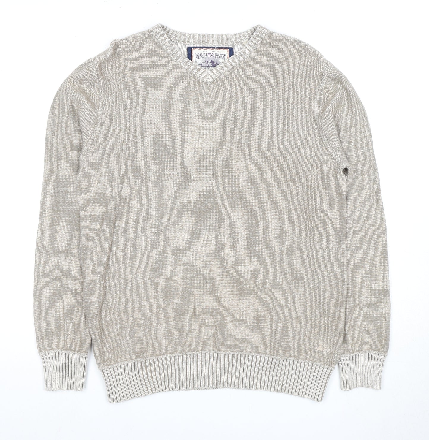 Mantaray Men's Beige V-Neck Pullover Jumper S