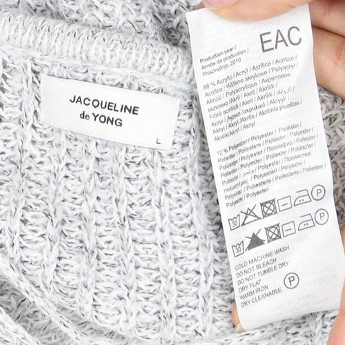 Jacqueline de Yong Women's Grey Pullover Jumper L