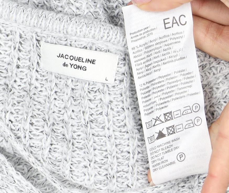 Jacqueline de Yong Women's Grey Pullover Jumper L