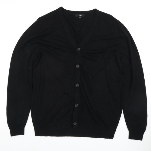 Thomas Nash Men's Black Cardigan, Large, V-Neck