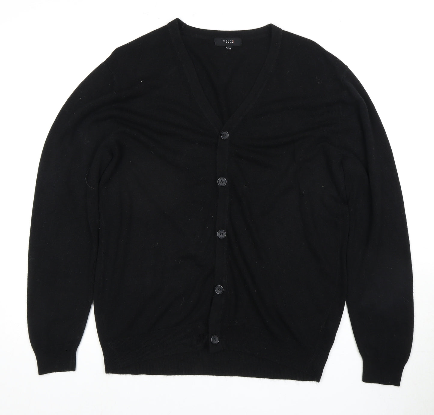 Thomas Nash Men's Black Cardigan, Large, V-Neck