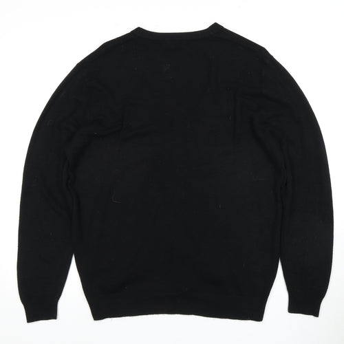 Thomas Nash Men's Black Cardigan, Large, V-Neck