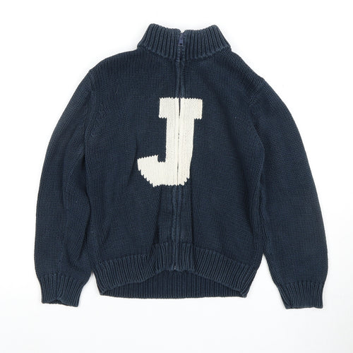 Jasper Conran Boys Blue Full Zip Jumper - 7 Years High Neck