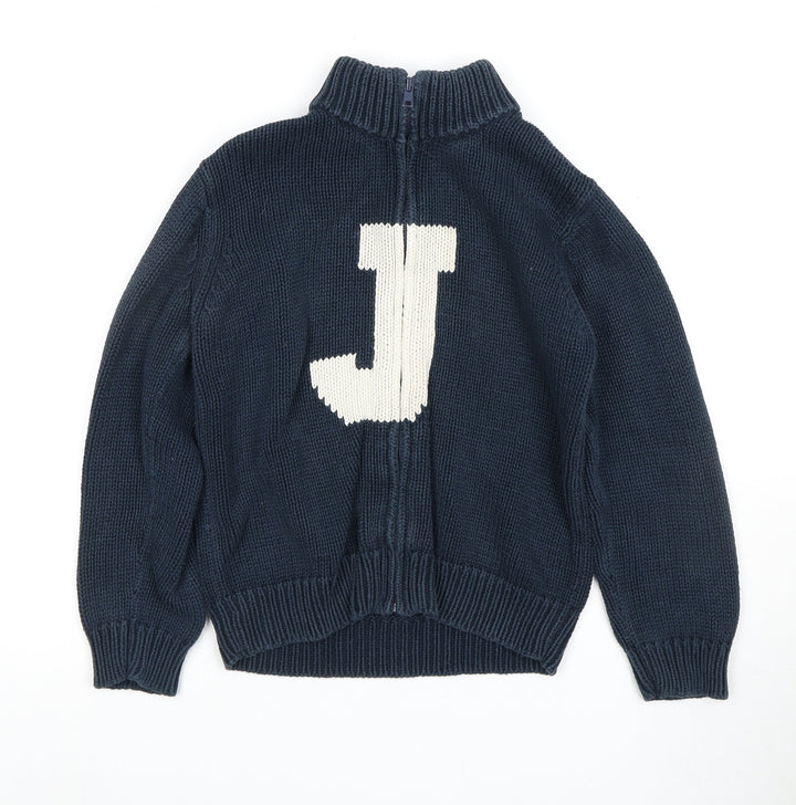 Jasper Conran Boys Blue Full Zip Jumper - 7 Years High Neck