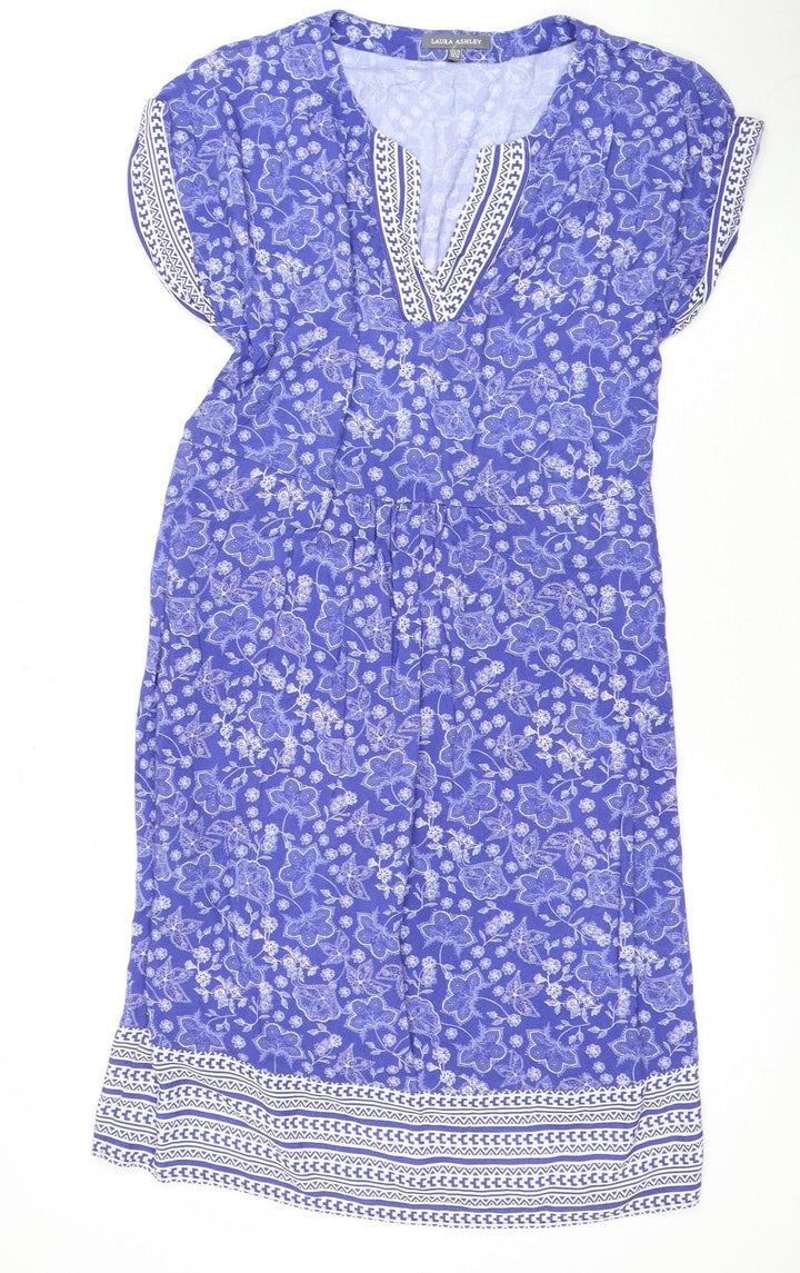Laura Ashley Women’s Blue Floral Shift Dress Size 8