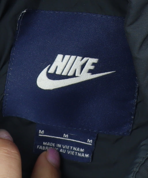 Nike Men's Black Medium Puffer Jacket Hooded Casual