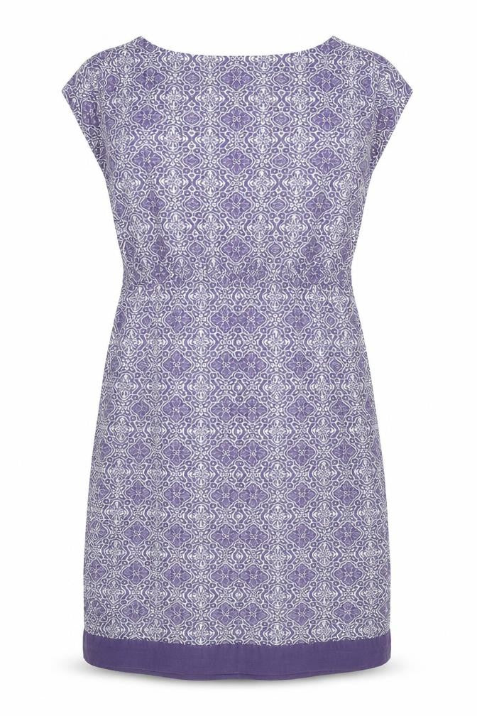 Front view of White Stuff Women's Purple Geometric Shift Dress, size 8