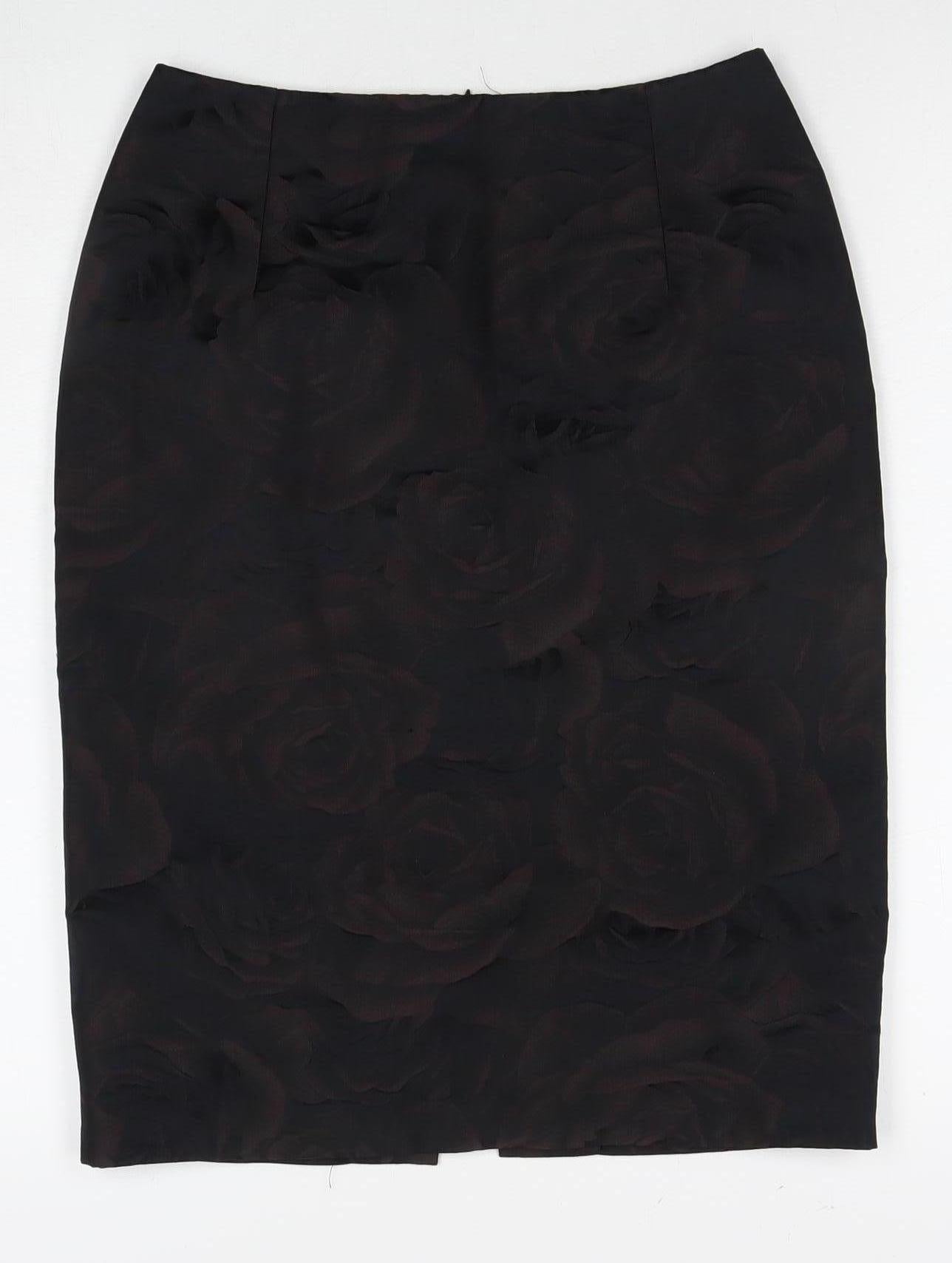 Jigsaw Women's Black Floral Pencil Skirt Size 10