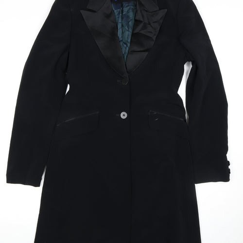 Jasper Conran Women's Black Overcoat Size 10 - Elegance & Warmth