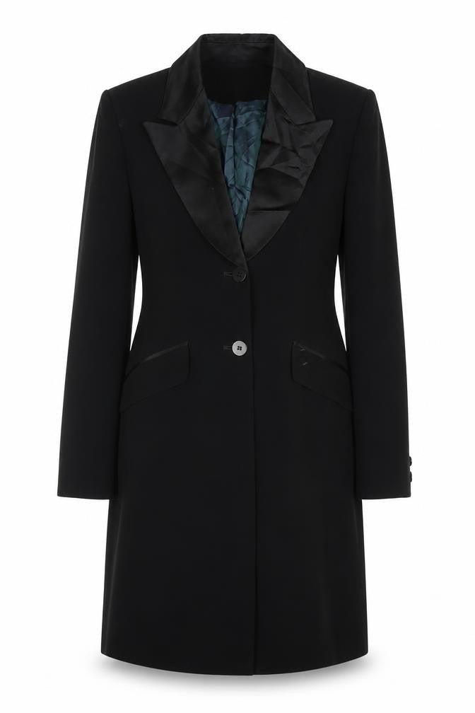 Front view of Jasper Conran Women's Black Overcoat, size 10, - Elegance & Warmth