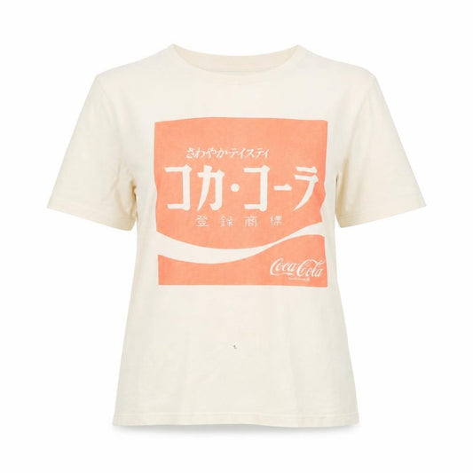 Front view of H&M unisex ivory xs basic t-shirt