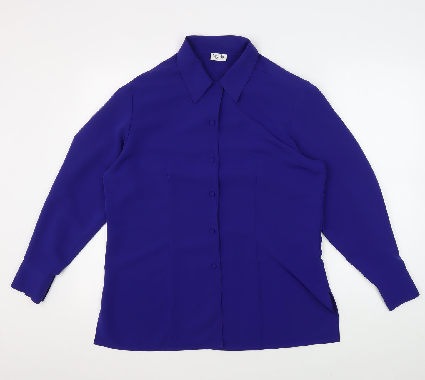 Viyella Women's Blue Button-Up Long Sleeve Shirt, Size 12