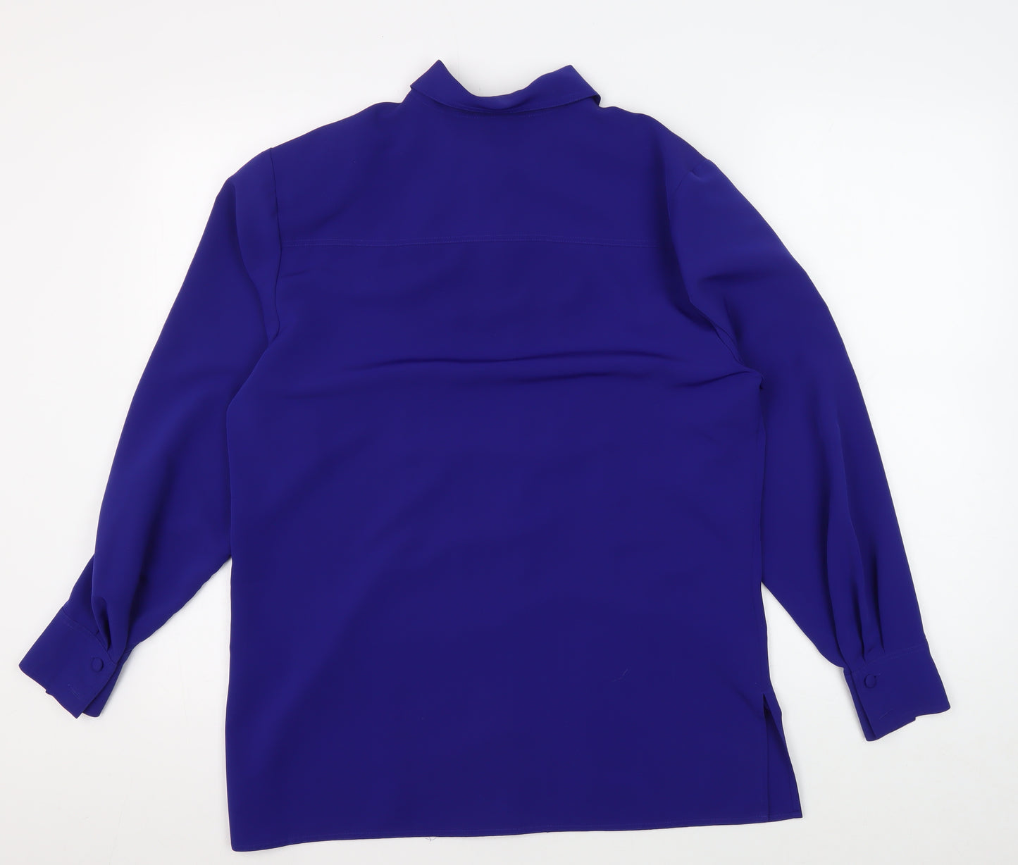 Viyella Women's Blue Button-Up Long Sleeve Shirt, Size 12