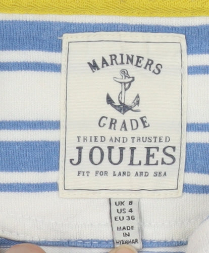 Joules Women's Blue Striped Boat Neck T-Shirt Size 8