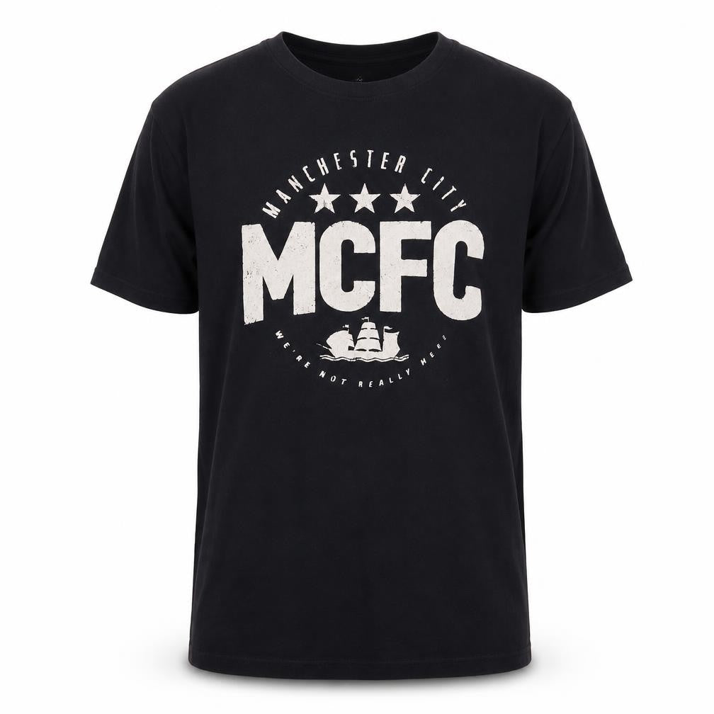 Front view of Nike Men's Black Small Athletic MCFC Graphic T-Shirt