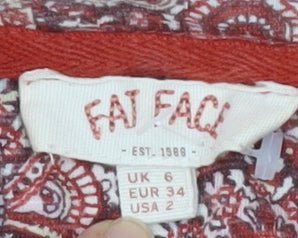 Fat Face Women's Red Paisley Tunic Blouse Size 6