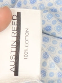 Austin Reed Women's Blue Geometric Button-Up Shirt Size 10