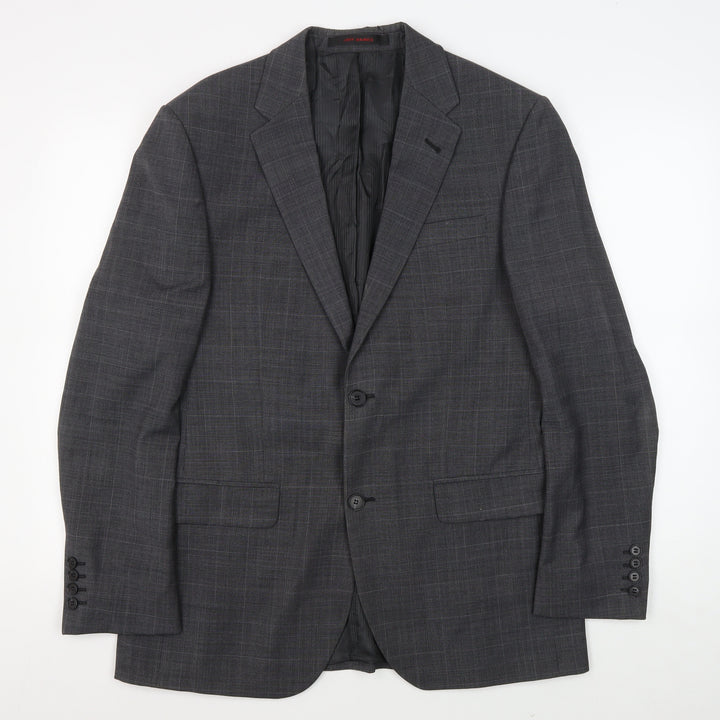 Jeff Banks Men's Grey Check Blazer, Size 40R, Elegant Style