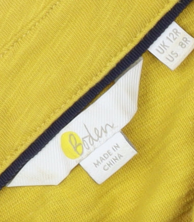 Boden Yellow Polka Dot Shirt Dress, Size 12, Cotton